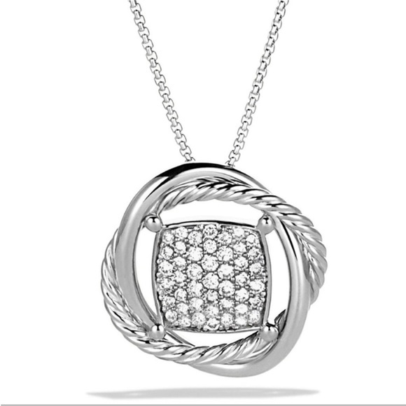 David Yurman Jewelry - David Yurman 925 Silver Infinity Pave Diamond Pendant Necklace